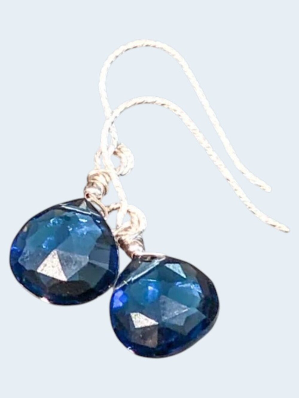 Lab made Kashmiri Blue Quartz Earrings in Sterling Silver